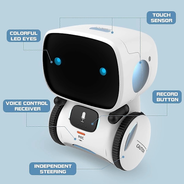 Robotleke for barn, interaktiv smart snakkende robot med stemmestyrt berøringssensor, talegjenkjenning, bursdagsgaver - Xin White