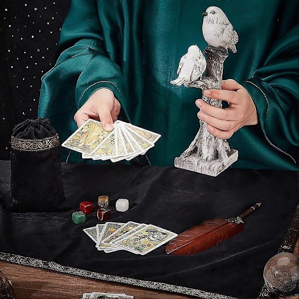 Firkantet Fløjl Duge Tarotkort Læggemåtte med Snørepose Sort Pose: 179x105x2.8mm Duge: 635x658x1mm-xindaren