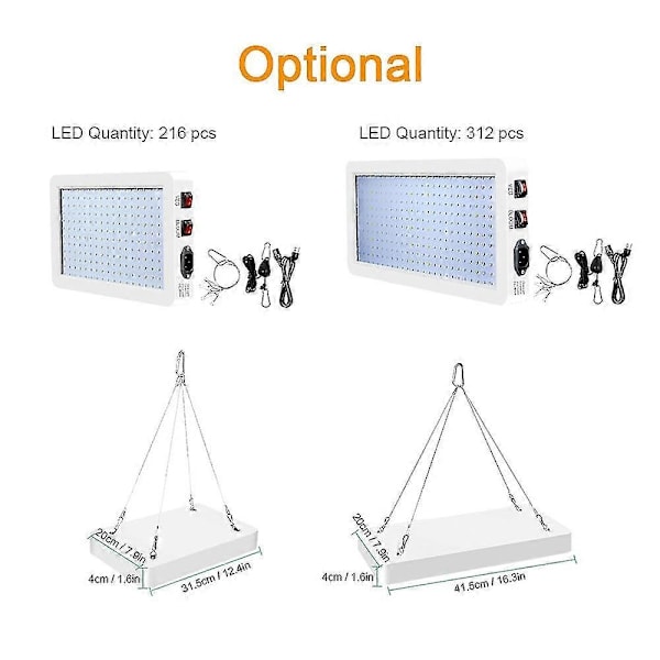 2000W LED Växtlampa Kompatibel med Inomhusväxter 312 LEDs Fullspektrum Veg och Bloom Dubbel Strömbrytare IP65 Vattentät-xindaren