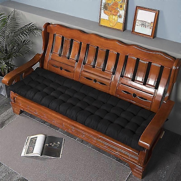 Fire årstider generel fortykket lang massivt træ sofahynde - Xin black 48*170cm
