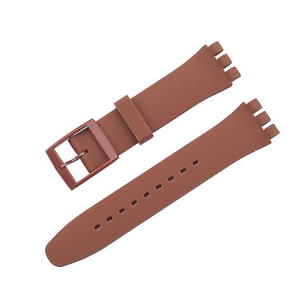 Passer for Swatch jelly tre-øye klassisk 12/17/19/20MM tre-spiss stjerne silikonrem-Xin Brown 17mm