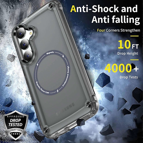 Til Samsung Galaxy S25 Telefon Cover Skin Touch TPU PC Telefon Beskyttelsesetui Kompatibel med MagSafe - Transparent Sort - Xin Transparent Black