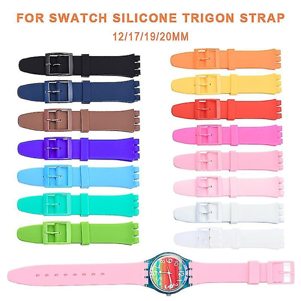 Passer for Swatch jelly tre-øye klassisk 12/17/19/20MM tre-spiss stjerne silikonrem-Xin Translucent 12mm