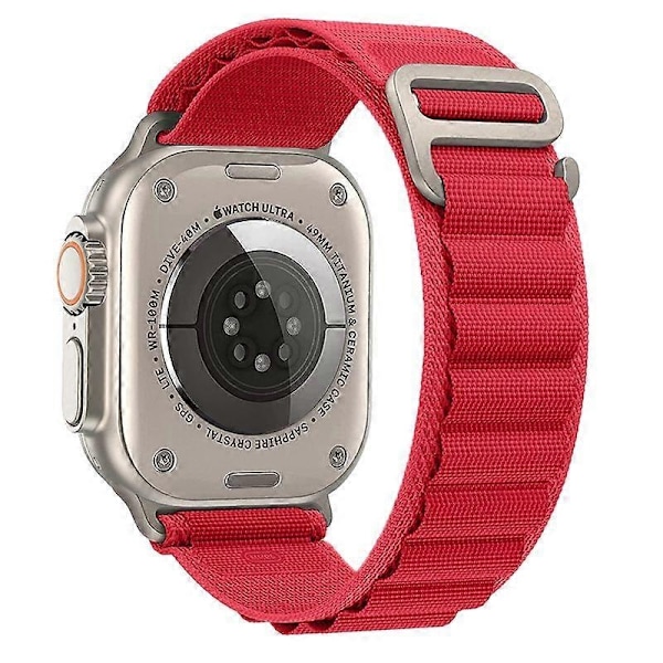 Rem til Alpine Loop Nylon Armbånd correa iwatch Series Ultra 8 SE 7 6 3 5 Kompatibel Apple Watch Rem-Xin red 42mm 44mm 45mm 49mm