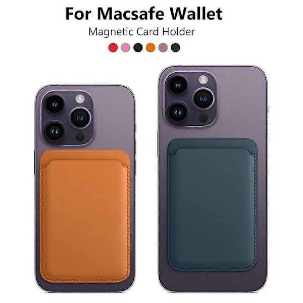 För Magsafe Magnetiskt Läder Kortfack Plånboksfodral för iPhone 14 Pro Max 13 12 11 XS XR X 7 8 Plus Mini Skyddsfodral Tillbehör-Xin Orange