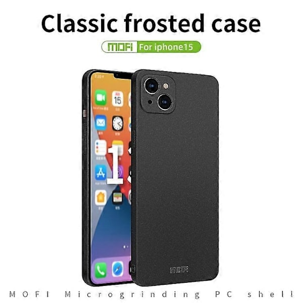 Kompatibel med iPhone 15 MOFI Fandun Series Frosted PC Ultratunn Allomfattande Mobiltelefon Skal-xindaren Black 15 Pro