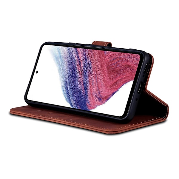 Samsung Galaxy A55 5G Nahkakotelo Lompakko Puhelimen Suojakotelo Magneettilukko - Xin Brown