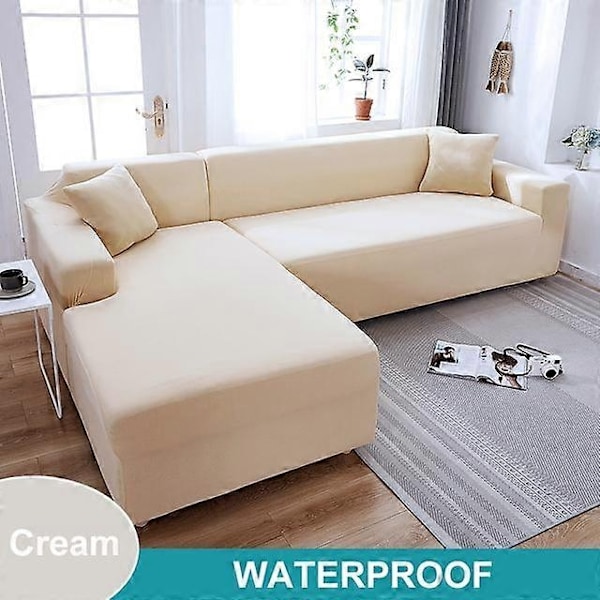 Vanntett Sofatrekk 1/2/3/4 Seter Sofatrekk for Stue Elastisk Solid L-formet Hjørnesofatrekk for Sofa Stol - Xin cream 2 Seater 145-185cm