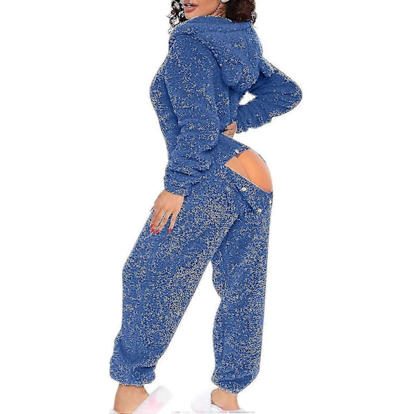 Sexy Voksen En-Del Pyjamas Kvinners Hofte Klaff Ull Hetteskjorte En-Del Pyjamas Kvinners Fluffy Pyjamas-Xin Light Blue X-Large