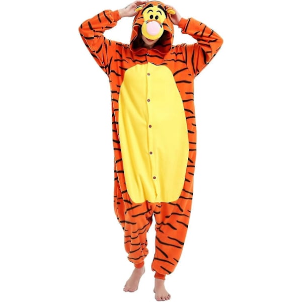 Aikuisille tarkoitetut yhden osan pyjama-asu eläinaiheisella kuviolla, Halloween-asu, joulupyhän pyjama-asu, yhden osan asu - Xin Tigger X-Large