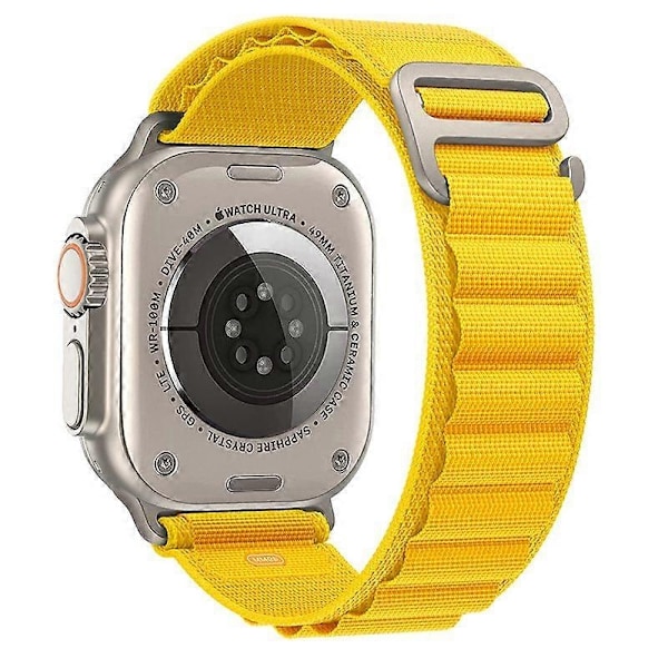 Rem til Alpine Loop Nylon Armbånd correa iwatch Series Ultra 8 SE 7 6 3 5 Kompatibel Apple Watch Rem-Xin yellow 42mm 44mm 45mm 49mm