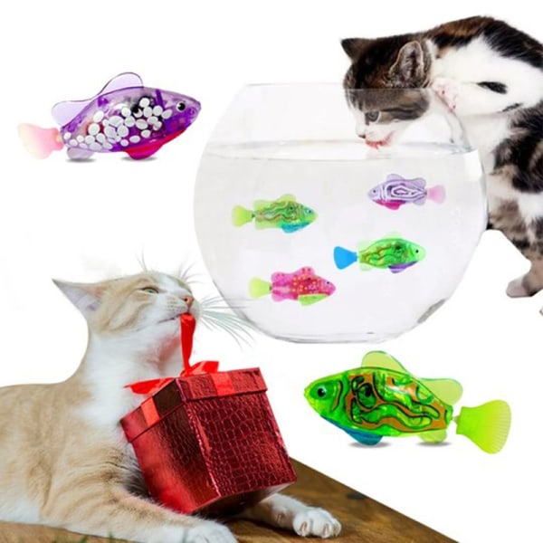 Simulering elektrisk fisk med lätt söt induktion katt interaktiv leksak-Xin 3PCrandom Color