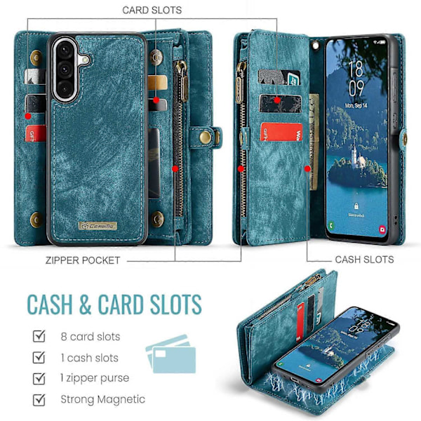 Kompatibel med CaseMe 008 Avtagbart Multifunktionellt Läder Telefonfodral-xindaren Compatible with Samsung Galaxy A56