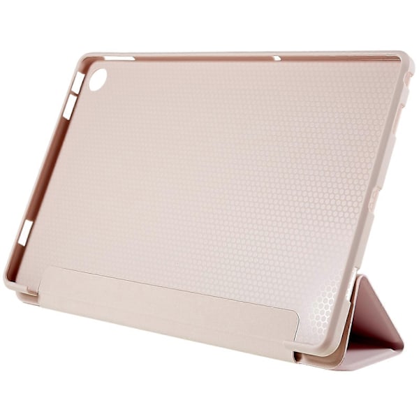 Til Lenovo Tab M10 Plus (3. generation) Tri-fold Stand PU Læder + Silikone Beskyttelsesetui Tablet Anti-drop Stødsikkert Cover-Xin Pink