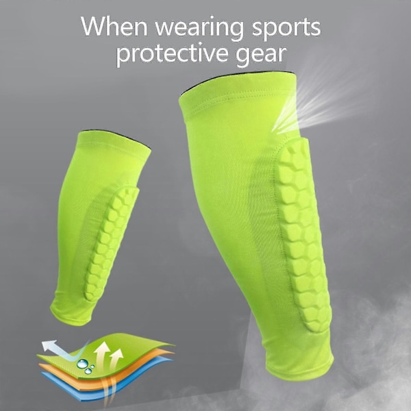 2 kpl Jalkapallo Shin Guards Nuorille, Suojaava Jalkapallovarusteet Alaraajojen Varusteet - Xin Green L