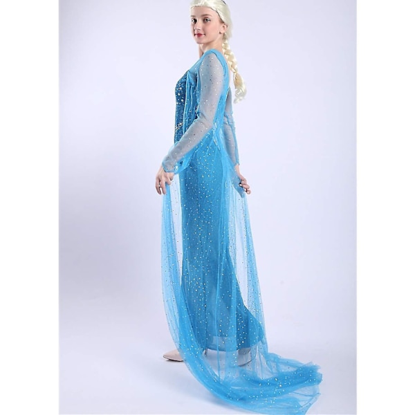 Frozen Elsa Prinsessa Lång Klänning Sekvensmask Elsa Kostym Vuxen Snödrottning Kostym Festklänning Halloween Karneval Cosplay-Xin S