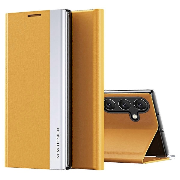 Yhteensopiva Samsung Galaxy A56 5G -kotelon kanssa, pudotussuoja nahkainen puhelinkotelo jalustalla - Taivaansininen-xindaren Yellow