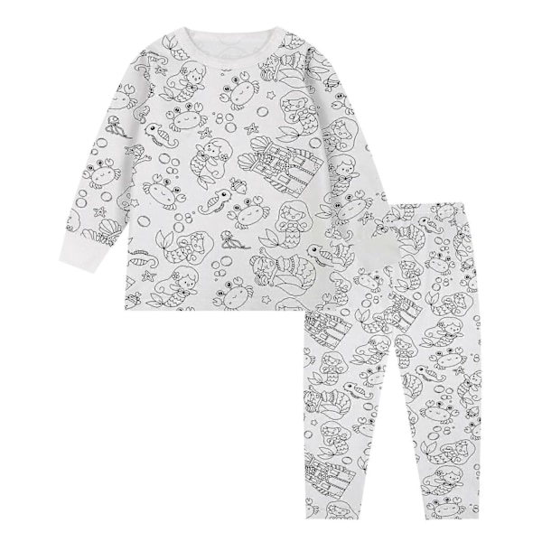 Kreativa barnens DIY graffiti pyjamas hemkläder set, måla dina egna pyjamasfärger för pojkar och flickor - Xin Mermaid 4-5Years