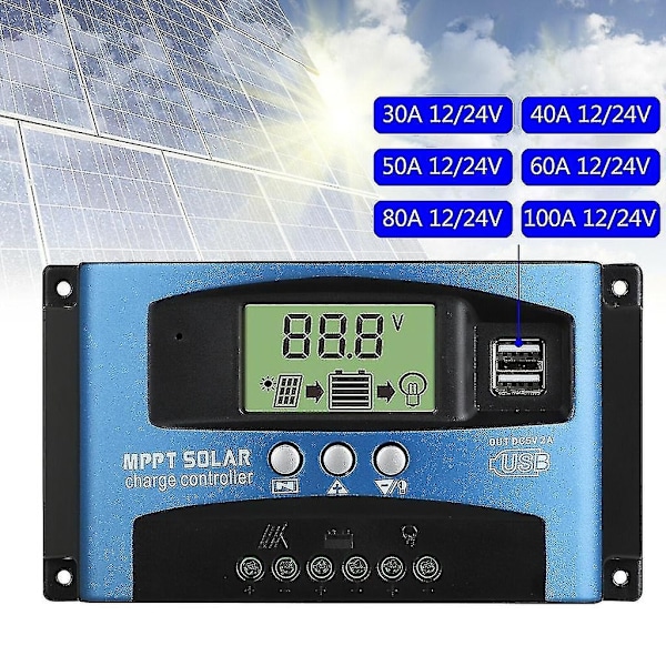 Solar Controllere Mppt 100a 80a 60a 50a 40a 30a Dobbelt Usb Lcd Display 12v 24v-Xin 30A