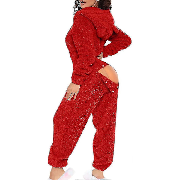 Sexy Voksen En-Del Pyjamas Kvinners Hofte Klaff Ull Hetteskjorte En-Del Pyjamas Kvinners Fluffy Pyjamas-Xin Red Small