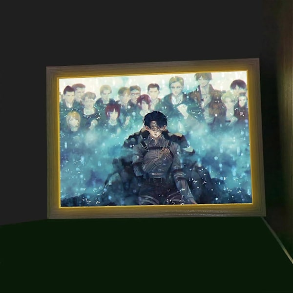 Attack on Titan LED Konst (Levi Ackerman) Levi Ackerman Edition, USB-driven, 3 Belysningslägen, Lyser Upp med Frihetsvingarna-xindaren