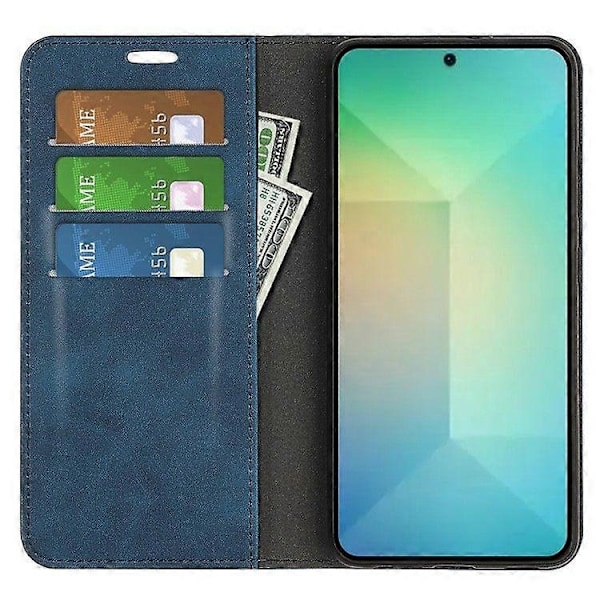 Puhelinkotelo Yhteensopiva Samsung Galaxy S25:n kanssa, Ihoa myötäilevä nahkalompakko puhelinkotelo -xindaren Blue