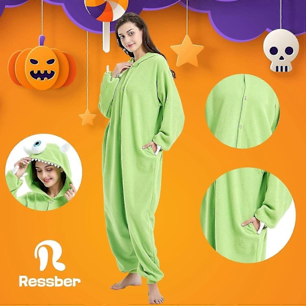 Aikuisille tarkoitetut yhden osan pyjama-asu eläinaiheisella kuviolla, Halloween-asu, joulupyhän pyjama-asu, yhden osan asu - Xin Mike Wazowski Small