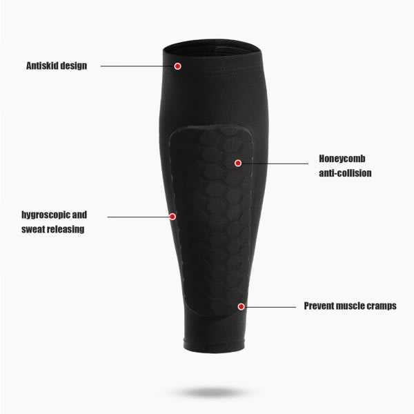 Honeycomb fotballs脛beskyttere fotballs脛beskyttere sports leggings svart M-Xin