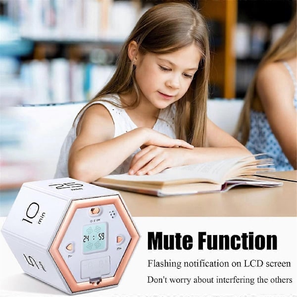 Hexagon Flip Timer med Mute & Alarmfunktion - Kökstimer Enkelt att Använda - Tidshantering Pomodoro-Xin