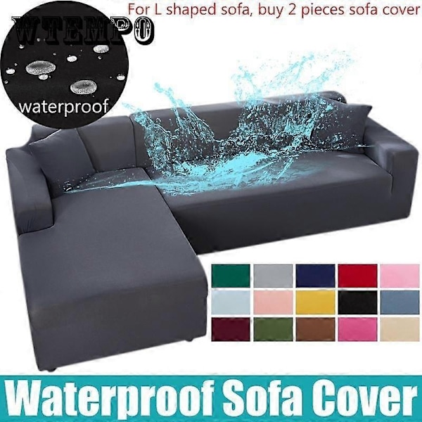 Vanntett Sofatrekk 1/2/3/4 Seter Sofatrekk for Stue Elastisk Solid L-formet Hjørnesofatrekk for Sofa Stol - Xin light grey 1 Seater 90-140cm