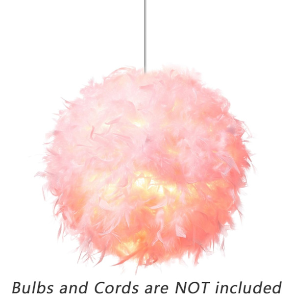 Fjäderlätt lampskärm för taklampa, fluffig lampskärm Lamp skärm Ljusskärm för bordslampa och golvlampa, sovrum diameter 30 cm, rosa-XIN