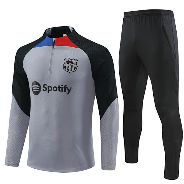2324 säsong Barcelona Royal M Arsenal långärmad halvspår träningsdräkt fotbollströja vuxen träningsdräkt långärmad dräkt grå-1-Xin grey-1 L