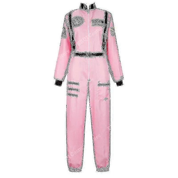 Astronautin puku Avaruuspuku Aikuisten roolipeliasu Vetoketju Halloween-asu Pari Lentohaalarit Suuri koko Yhtenäinen - Xin Pink M