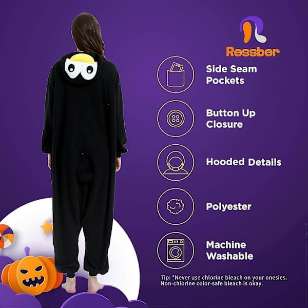 Voksen Onesie Pyjamas Dyr Onesie Halloween Kostyme Jul Pyjamas Onesie-Xin Black Penguin Large