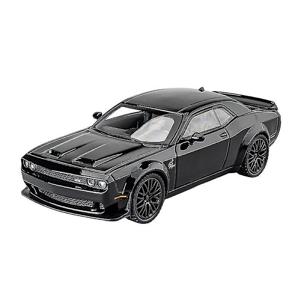 1:32 Dodge Challenger Hellcat Redeye -metalliauto malli, ääni ja valo, lasten lelu, keräilyesine, syntymäpäivälahja -Xin Black