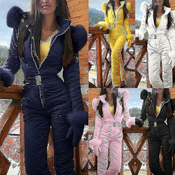 Vintervarma Skidkläder för Kvinnor - Utomhussportsbyxor Vattentät Jumpsuit - Xin Black L