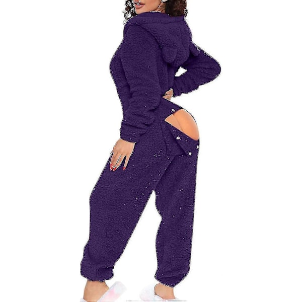 Seksikäs Aikuisten Yksikokoinen Pyjama Naisille, Lantion Läppä, Villainen Huppu, Yksikokoinen Pyjama Naisille, Pehmeä Pyjama - Xin Purple XX-Large