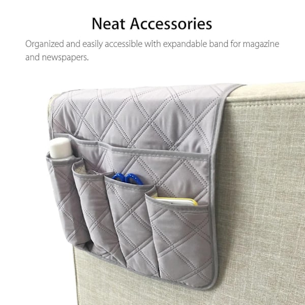 Sofa armstøtte oppbevaringspose, lenestol armstøtte oppbevaringspose - Xin Gray
