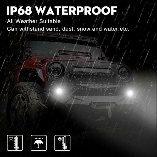 4X LED Arbetsbelysning Poddar Rund Amber Spot Combo Ljus Amber Dimljus för Jeep Off Road SUV-Xin