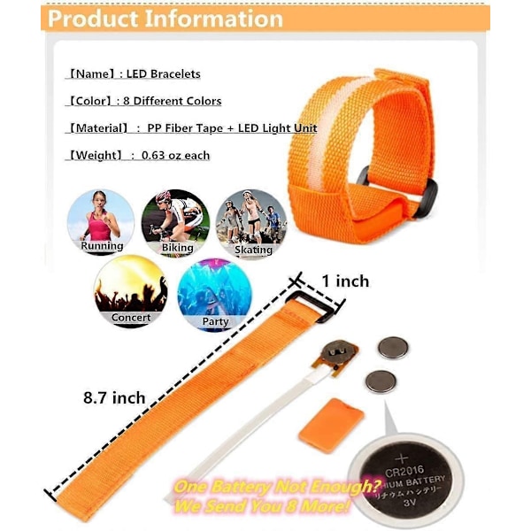 LED Glow Armband Ljusarmband Blinkande Armband, Blinkande Sportarmband 8-pack - xindaren