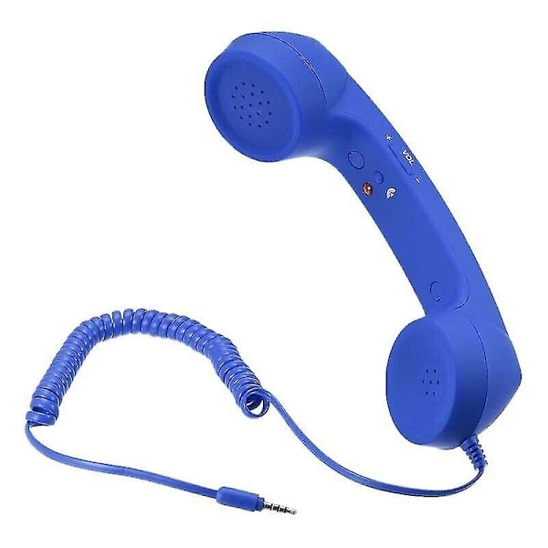 3,5 mm Universal Retro Telefonlurs Hörlurar Mikrofon för Mobiltelefoner - Xin Blue