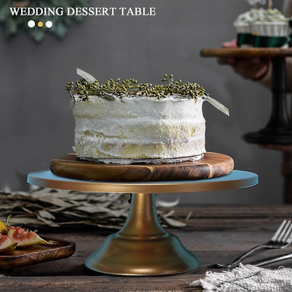 12 Tommer Rund Kage Stativ Kage Plade Base Dessert Stativ Bryllup Fødselsdagsfest - Guld - Xin