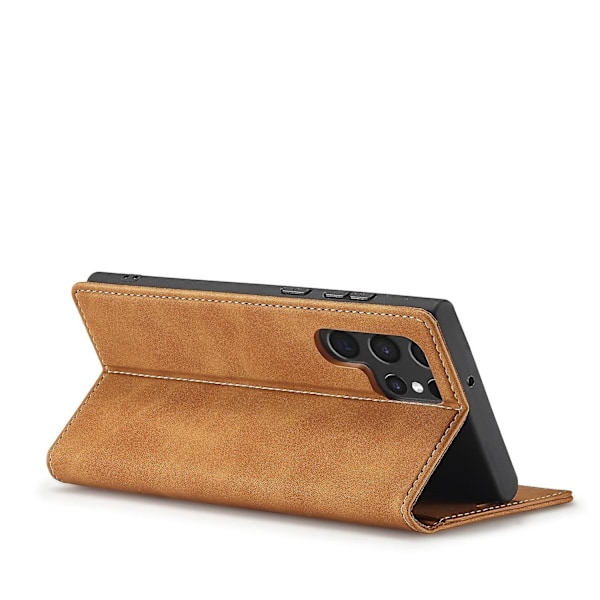 LC.IMEEKE Magnetisk Lærveske for Samsung Galaxy S22 Ultra-Xin Brown