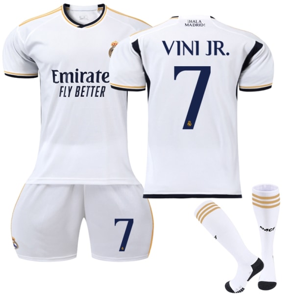 2023-2024 Real Madrid Hemma Fotbollströja för barn Vinicius No. 7 VINI JR 18-Xin 18 No. 7 VINI JR