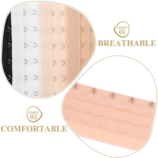 4 stk. BH-forlengere 7 kroker BH-forlengelsessett Elastiske forlengelsesstropper BH-tilbehør-Xin