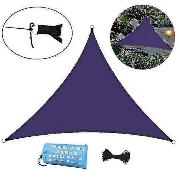 Trekantet Solsejl Baldakin Patio Vandtæt Telt UV-Blokerende Markise til Have Baghave - xindaren Dark Purple 4x4x4