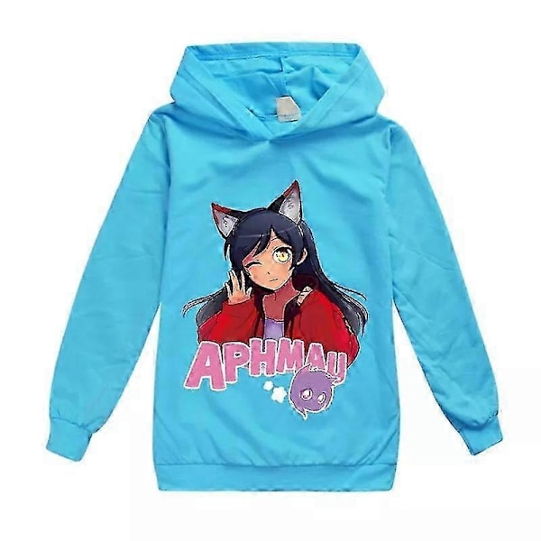 Ny Pojkar Flickor Casual Långärmad Hoodie Aphmau Barn Huvtröja Tröjor Toppar Present-Xin Light Blue 3-4Years