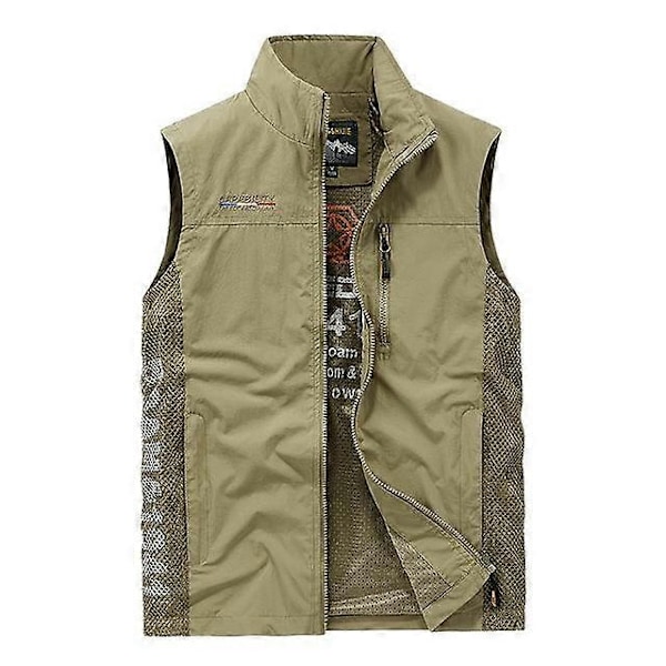 Herr Frilufts Sommar Arbetsväst Vår Multi-fickor Taktisk Västar Stor Storlek M-6XL Man Vandring Fiske Ärmlösa Jackor-xindaren camel XXXL
