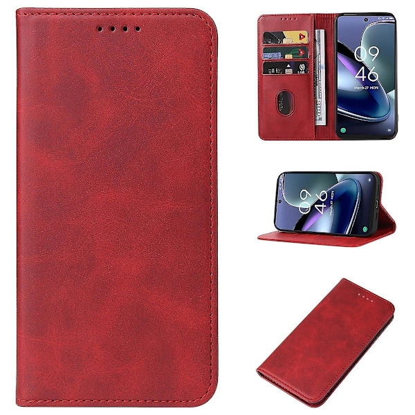 Magnetiskt Läderfodral Kompatibelt med TCL 50 5G-xindaren Red