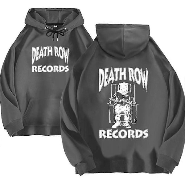 Death Row Records Hættetrøjer Mænd Kvinder Oversized Hættetrøjer Hip Hættetrøjer Sweatshirts Langærmet Hættetrøjer Dame Overtøj-Xin 2DF505259-Dark grey S